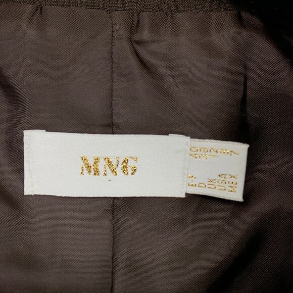 MNG Pant Suit Set Womens Size 8 Long Blazer + Straight Leg Pant Brown One Button - Picture 6 of 12